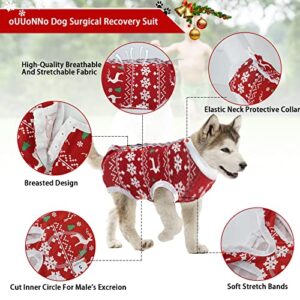 oUUoNNo Recovery Suit for Dogs,Dog Surgical Recovery Suit for Female Male Abdominal Wounds Spay or Skin Diseases,Cone E-Collars Alternatives, Anti-Licking Pet Vest Post Surgery (L, Christmas)