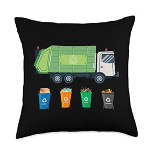 boys garbage trucks toddler day waste separation garbage truck throw pillow, 18x18, multicolor