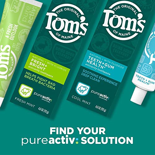 Tom's of Maine PureActiv Teeth + Gum Health* Natural Anticavity Toothpaste Gel 4.0oz , 3-Pack