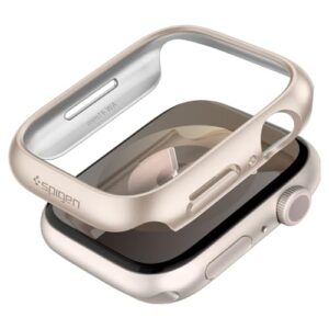 spigen thin fit designed for apple watch case series 9/8/7 41mm thin hard pc case - starlight