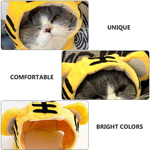 Generic 2pcs Dog Pet Costumes Hat Novelty Puppy Hat Chinese New Year Pet Tiger Hat for Xmas Birthday Chinese Spring Festival Party Dress up, Yellow, 15X12CM, 042C36QH14B91