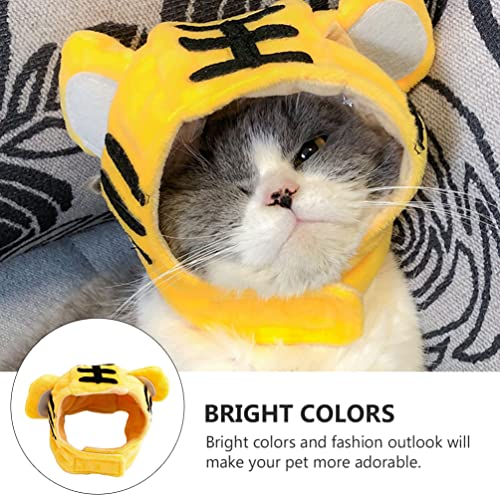 Generic 2pcs Dog Pet Costumes Hat Novelty Puppy Hat Chinese New Year Pet Tiger Hat for Xmas Birthday Chinese Spring Festival Party Dress up, Yellow, 15X12CM, 042C36QH14B91