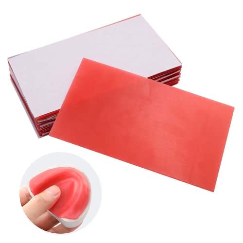 17Pcs Red Dental Wax Sheets, Base Plate Wax for Dentist, 1.3/2mm Thickness Casting Modeling Wax Sheets Supply for Modelling/Filling Oral Care,Denture Lab Equipment (250g)