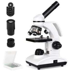 microscopes for kid student adult, 40x-1000x compound monocular microscope with microscope slides set, phone adapter, dual led illumination powerful biological microscopes for school home education
