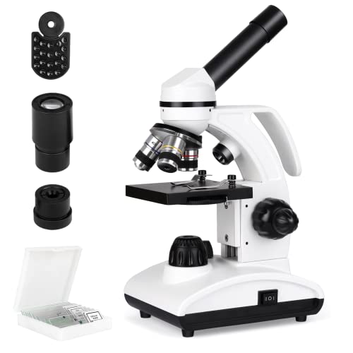 Microscopes for Kid Student Adult, 40X-1000X Compound Monocular Microscope with Microscope Slides Set, Phone Adapter, Dual LED Illumination Powerful Biological Microscopes for School Home Education