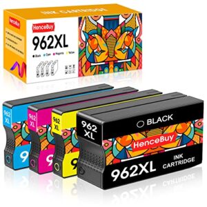 hencebuy remanufactured ink cartridge replacement for hp 962xl 962 xl work with officejet pro 9015 9010 9018 9022 9025 9020 9019 9013 9016 officejet 9012 ((black,cyan,magenta,yellow ;4-pack)