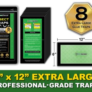 MaxGuard Extra Large Insect Traps (8 Traps) | Non-Toxic Extra Sticky Pre-Baited Glue Board, Trap & Kill Most Crawling Insects, Bugs, Spiders, Crickets, Scorpions, Cockroaches, Centipedes, Snakes.