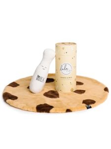 la la fay pillow and blanket pals set – unisex luxe minky faux fur cookie baby blanket and ultra-soft milk bottle pillow with premium filling – essential newborn and toddler gifts