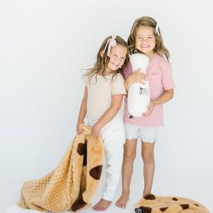 La La Fay Pillow and Blanket Pals Set – Unisex Luxe Minky Faux Fur Cookie Baby Blanket and Ultra-Soft Milk Bottle Pillow with Premium Filling – Essential Newborn and Toddler Gifts