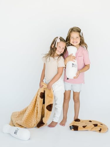 La La Fay Pillow and Blanket Pals Set – Unisex Luxe Minky Faux Fur Cookie Baby Blanket and Ultra-Soft Milk Bottle Pillow with Premium Filling – Essential Newborn and Toddler Gifts