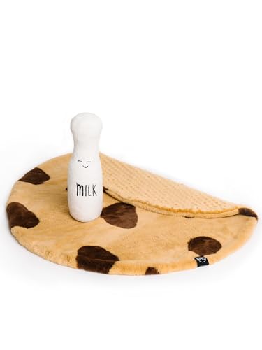 La La Fay Pillow and Blanket Pals Set – Unisex Luxe Minky Faux Fur Cookie Baby Blanket and Ultra-Soft Milk Bottle Pillow with Premium Filling – Essential Newborn and Toddler Gifts