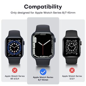 TAURI 2 Pack Hard Case Designed for Apple Watch Series 9 (2023) Series 8/7 45mm, [HD Clear] Built-in 9H Tempered Glass Screen Protector, [Full Protection] Slim Cover for iWatch S9/S8/S7 45mm - Black