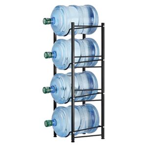 water jug rack for 5 gallon 4 tier water cooler jug rack for detachable heavy duty water bottle holder storage shelf for home, office, kitchen, black