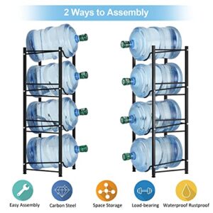 Water Jug Rack for 5 Gallon 4 Tier Water Cooler Jug Rack for Detachable Heavy Duty Water Bottle Holder Storage Shelf for Home, Office, Kitchen, Black