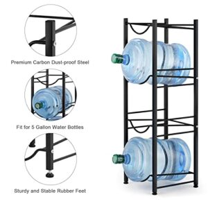 Water Jug Rack for 5 Gallon 4 Tier Water Cooler Jug Rack for Detachable Heavy Duty Water Bottle Holder Storage Shelf for Home, Office, Kitchen, Black