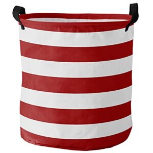 our dreams red white striped oxford cloth laundry hampers, simple geometric new year laundry basket for bedroom, laundry and bathroom, 16.5''w x 17''l