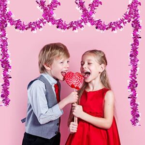 KIMOBER 33 Ft Valentine's Day Tinsel Garland,Roes Red White Heart Metallic Hanging Garland for Party Decoration Supply