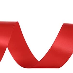 KSRIGHT 1 inch ( 2.54cm Wide)Double Face Red Ribbon 25 Yards for Gift Wrapping,Wedding Decoration, Bows Making , Sewing, DIY Crafts