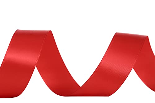 KSRIGHT 1 inch ( 2.54cm Wide)Double Face Red Ribbon 25 Yards for Gift Wrapping,Wedding Decoration, Bows Making , Sewing, DIY Crafts