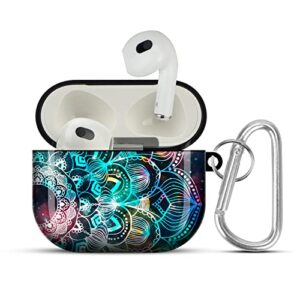 hidahe airpods 3 case, airpods 3 skin, cute apple airpods 3 case, luxury hard design protective airpods 3 case for girls women with keychain compatible with apple airpods 3 2021 release, mandala