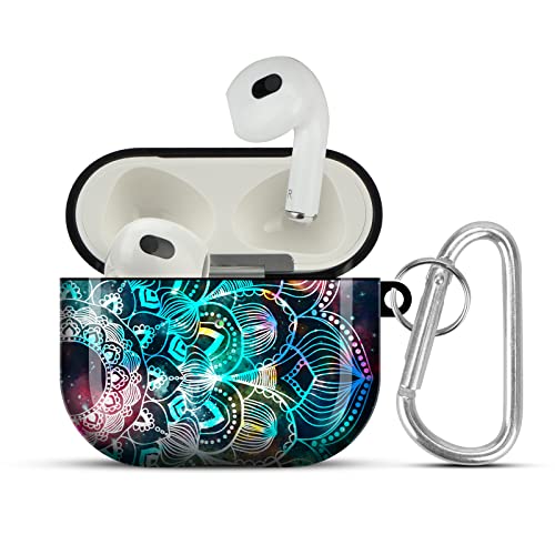 HIDAHE Airpods 3 Case, Airpods 3 Skin, Cute Apple Airpods 3 Case, Luxury Hard Design Protective Airpods 3 Case for Girls Women with Keychain Compatible with Apple AirPods 3 2021 Release, Mandala