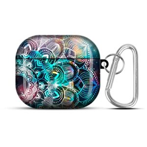 HIDAHE Airpods 3 Case, Airpods 3 Skin, Cute Apple Airpods 3 Case, Luxury Hard Design Protective Airpods 3 Case for Girls Women with Keychain Compatible with Apple AirPods 3 2021 Release, Mandala