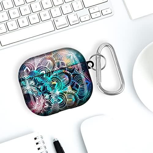 HIDAHE Airpods 3 Case, Airpods 3 Skin, Cute Apple Airpods 3 Case, Luxury Hard Design Protective Airpods 3 Case for Girls Women with Keychain Compatible with Apple AirPods 3 2021 Release, Mandala