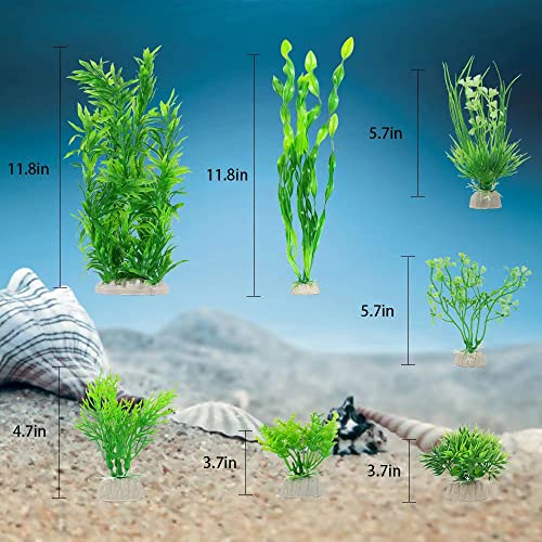 Ctpeng 23 Pcs Aquarium Plants Plastic,Artificial Fish Tank Plant for Aquarium Decoration (Green and White)