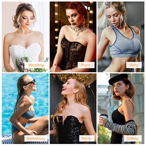 AMFLOWER Adhesive Bra Invisible Self Adhesive Strapless Bra Silicone Push Up with Nipple Covers Reusable for Backless Dress Nude, 30-38D