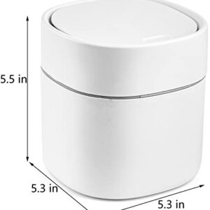 Lawei 2 Pack Mini Trash Can with Lid, 2 Liter/0.5 Gallon Countertop Trash Can Wastebasket Desktop Garbage Can for Bathroom Vanity, Desktop, Kitchen, Tabletopand Office