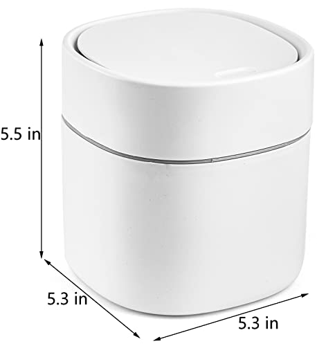 Lawei 2 Pack Mini Trash Can with Lid, 2 Liter/0.5 Gallon Countertop Trash Can Wastebasket Desktop Garbage Can for Bathroom Vanity, Desktop, Kitchen, Tabletopand Office