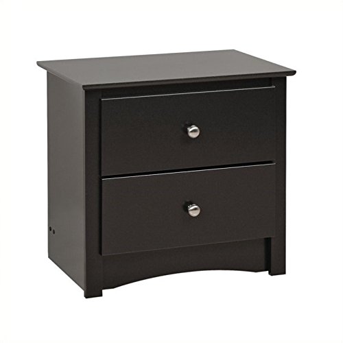 Sonoma 6 Drawer Double Dresser for Bedroom, Black & Sonoma 2-Drawer Nightstand, Black