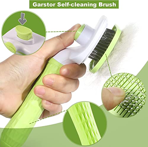 Garstor Dog Brush, Cat Brush, Dog Brush for Shedding, Self Cleaning Pet Brush for Grooming Long Short Haired Dog Cats, Cat Brushes for Indoor Cats, for Dog Cat Rabbit Remove Loose Fur and Undercoat