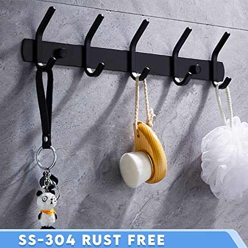 GlazieVault Coat Rack Wall Mount - Stainless Steel Coat Rack (2 Pack) - Heavy Duty Coat Hooks Wall Mounted - Coat Hanger for Hat Towel Robes Jacket Clothes for Bathroom Entryway
