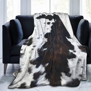 brown cow blanket cow print throw blanket, lightweight flannel fleece blankets with cow print for couch (cow print blanket cowhide print, 50"x40")