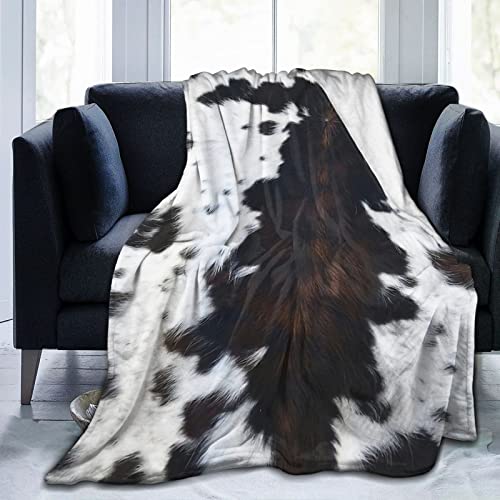 Brown Cow Blanket Cow Print Throw Blanket, Lightweight Flannel Fleece Blankets with Cow Print for Couch (Cow Print Blanket Cowhide Print, 50"x40")