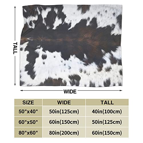 Brown Cow Blanket Cow Print Throw Blanket, Lightweight Flannel Fleece Blankets with Cow Print for Couch (Cow Print Blanket Cowhide Print, 50"x40")