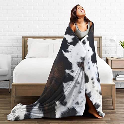 Brown Cow Blanket Cow Print Throw Blanket, Lightweight Flannel Fleece Blankets with Cow Print for Couch (Cow Print Blanket Cowhide Print, 50"x40")