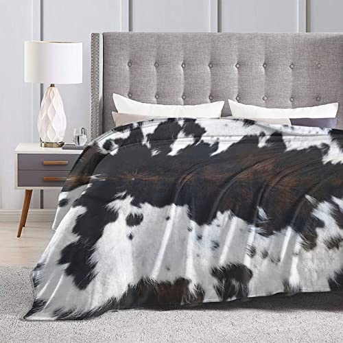 Brown Cow Blanket Cow Print Throw Blanket, Lightweight Flannel Fleece Blankets with Cow Print for Couch (Cow Print Blanket Cowhide Print, 50"x40")