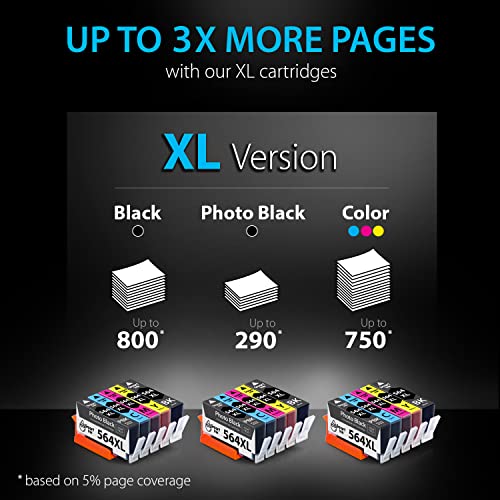Smart Ink Compatible Ink Cartridge Replacement for HP 564 XL 564XL High Yield 15 Combo Pack (3 Black, 3PBK & 3 C/M/Y) for Photosmart 6525 6520 7520 5520 7510 5510 7525 DeskJet 3520 3522 OfficeJet 4620