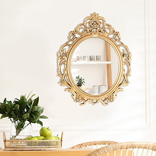 Mirrorize 20 x 24 Antique Gold Mirror for Living Room, Vintage Gold Framed Oval Mirror, Decorative Large Gold Mirror for Wall Decor, (IMP8568)