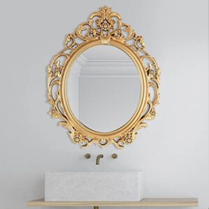 Mirrorize 20 x 24 Antique Gold Mirror for Living Room, Vintage Gold Framed Oval Mirror, Decorative Large Gold Mirror for Wall Decor, (IMP8568)