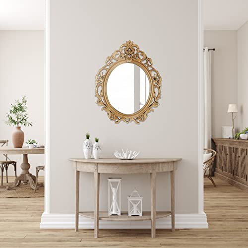 Mirrorize 20 x 24 Antique Gold Mirror for Living Room, Vintage Gold Framed Oval Mirror, Decorative Large Gold Mirror for Wall Decor, (IMP8568)