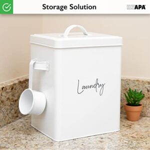 Ilyapa Laundry Powder Container with 2/3 Cup Soap Scoop, White Galvanized Powder Laundry Detergent Container, Scent Booster Container, Storage Bin for Laundry Room