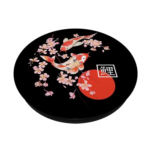 Cherry Blossom Koi Carp Fish Japanese Sakura Graphic Art PopSockets Standard PopGrip