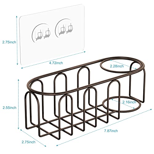 stusgo Sink Sponge Holder for Kitchen Sink, Sink Holder for Brush and Sponge, 2 in 1 Design Adhesive Sponge Caddy Stainless Steel, Rustproof, Waterproof, Bronze