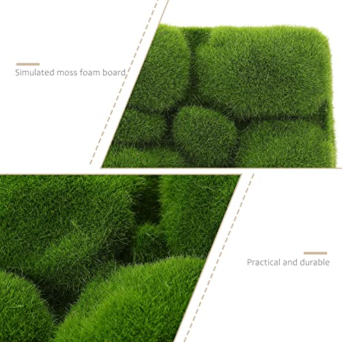 EXCEART Moss Wall Panel Simulation Green Moss Stone Foams Tile Board DIY Craft Wall Background Decoration for Home Living Room Bedroom