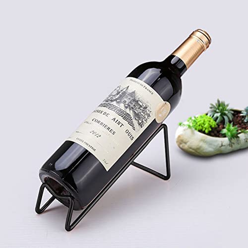 2Pieces Metal Wine Rack Freestanding -Tabletop Wine Rack Holder - Countertop Wine Bottle Holder - Geometric Design for Table Top Wine Bottle Storage Rack,Perfect Wine Holder Stand (Black)