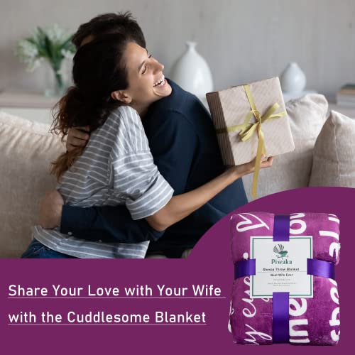 Wife Blanket Happy Anniversary Romantic Gifts - Luxurious Throw Blankets with Loving Messages for Gift for Her | Snuggly Soft Blanket from Husband for Valentine's Day Wife Gifts | 50" X 60"