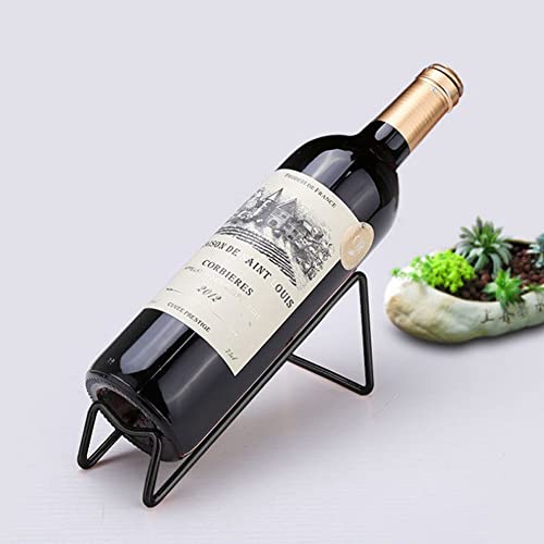 kaileyouxiangongsi Metal Wine Rack Freestanding -Tabletop Wine Rack Holder - Countertop Wine Bottle Holder - Geometric Design for Table Top Wine Bottle Storage Rack,Perfect Wine Holder Stand (Black)